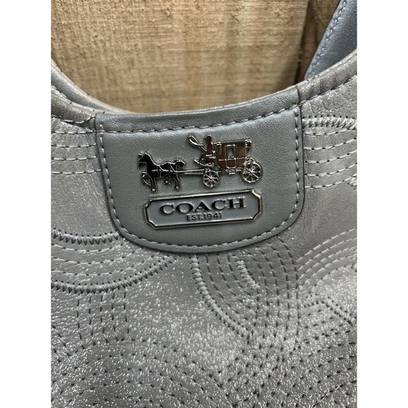 Coach Madison Maggie Stitched Gray Metallic Leather Bag No. F1126-18766 - Picture 6 of 16